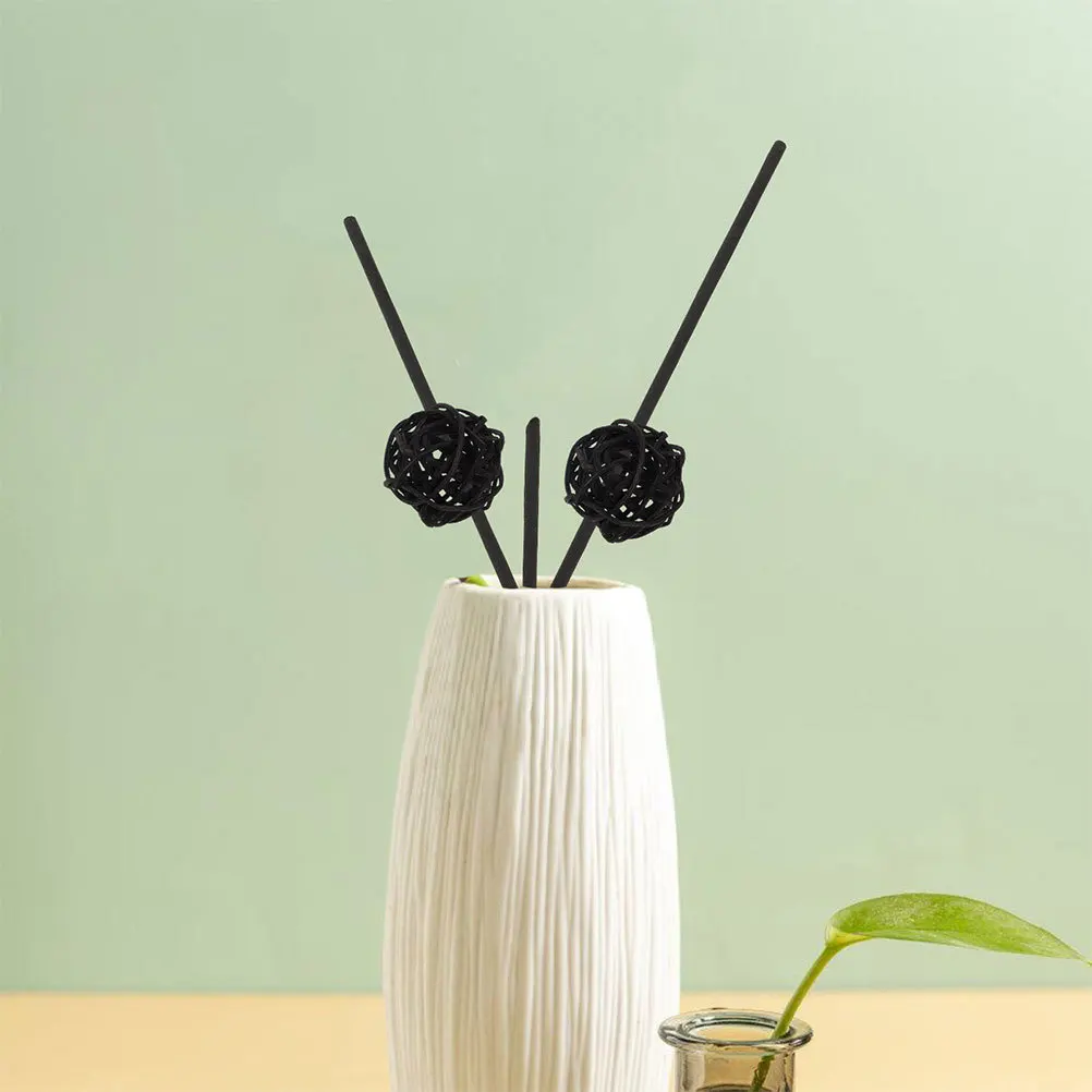 

40Pcs Black Wicker Rattan Balls 3cm Decorative Vase Fillers Halloween Wedding Garden Party Table Centerpiece Orbs