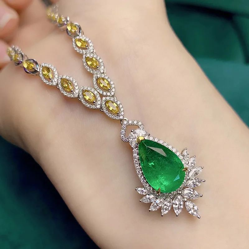Vintage Chocker Necklace Emerald 100% Real 925 Sterling Silver Party Wedding Pendants Necklaces For Women Engagement Jewelry