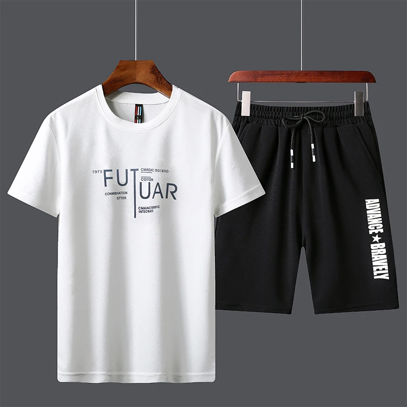 2023 Summer Tracksuit New Explosive Thin Fashion Casual Men's Suit Short Sleeve + Shorts Two-Piece Set