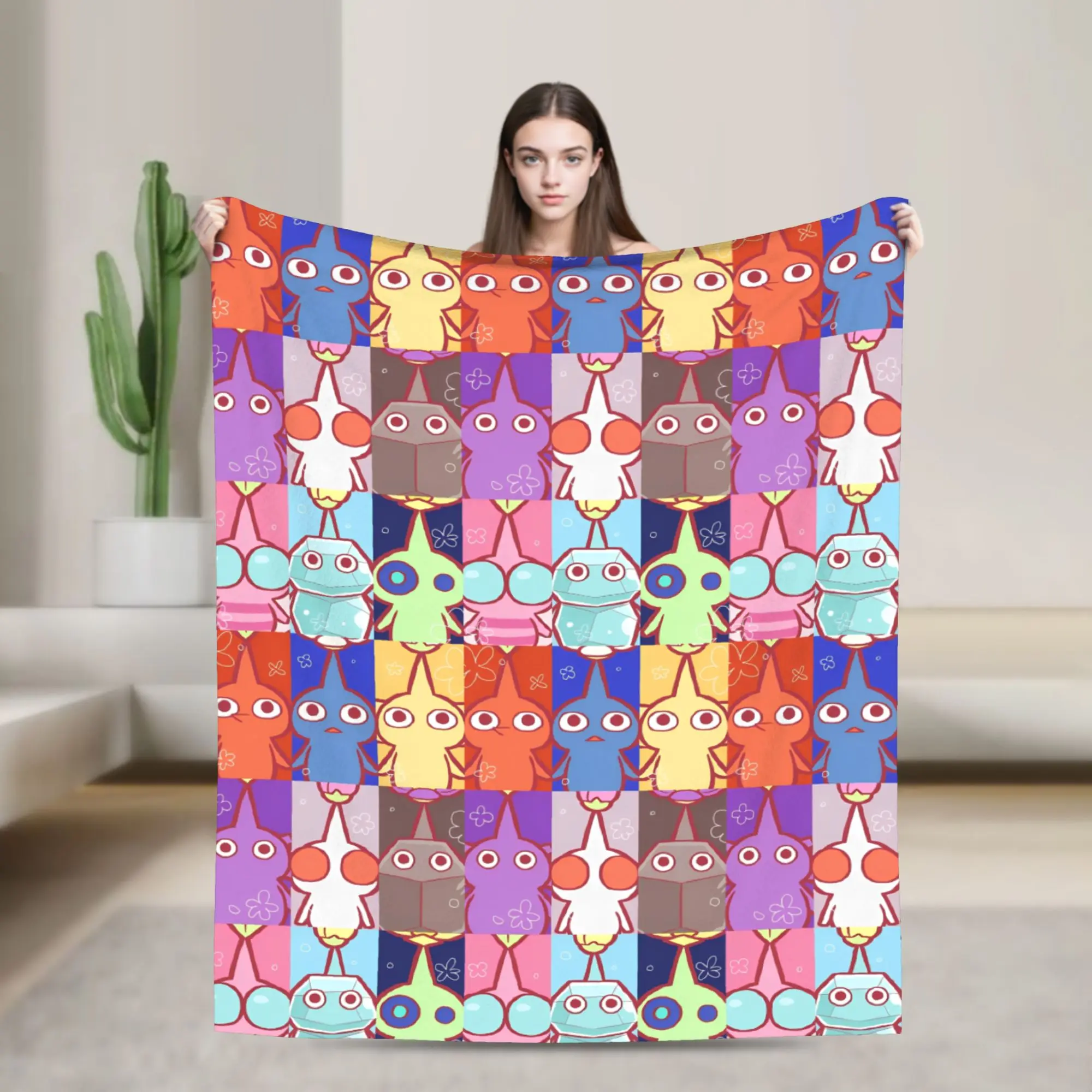 Pikmins Fleece Throw Blankets Video Game Blankets for Home Travel Super Soft Bedding Throws,