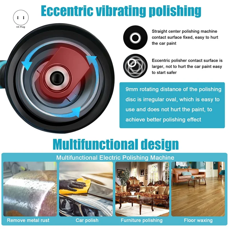 ABWZ-Waxing Machine Motor Car المخازن المؤقتة والملمعات عدة بطارية ليثيوم الملمع الولايات المتحدة التوصيل