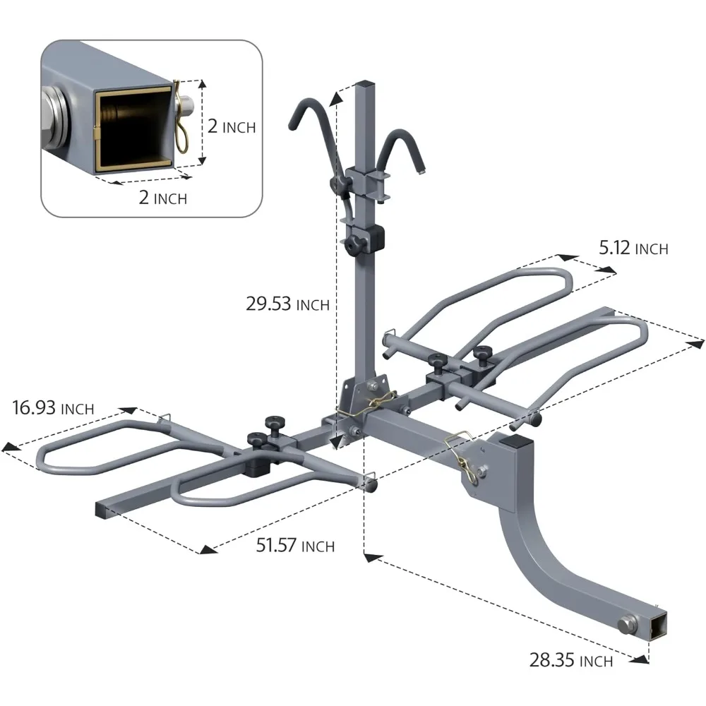 Hitch Bike Rack,Wobble Free Smart Tilting Bike Rack,Foldable 2-Bike Rack for Standard,Fat Tire and E-Bike,2-Bike 180lbs Capacity