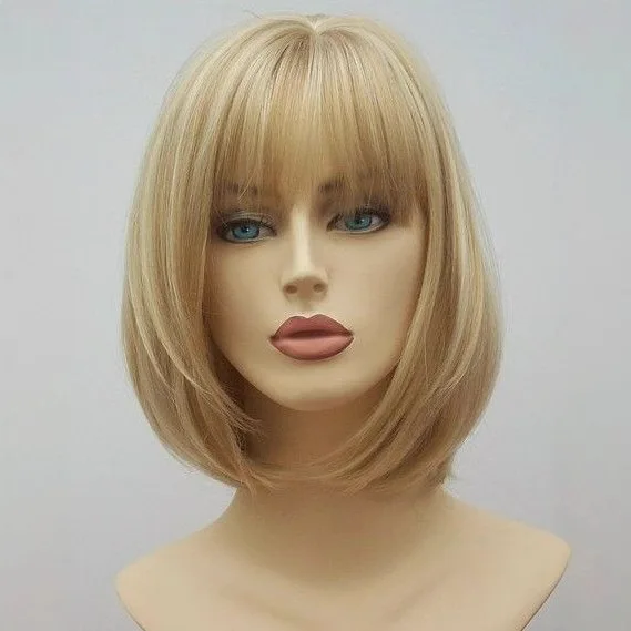 European and American style women's short hair wig, light yellow brown hairstyle, good quality, layered