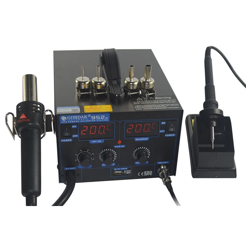 

GD952 Профессиональная паяльная и распайка 2-в-1 с регулируемой температурой, быстрый нагрев для ремонта печатных плат, удаления SMD