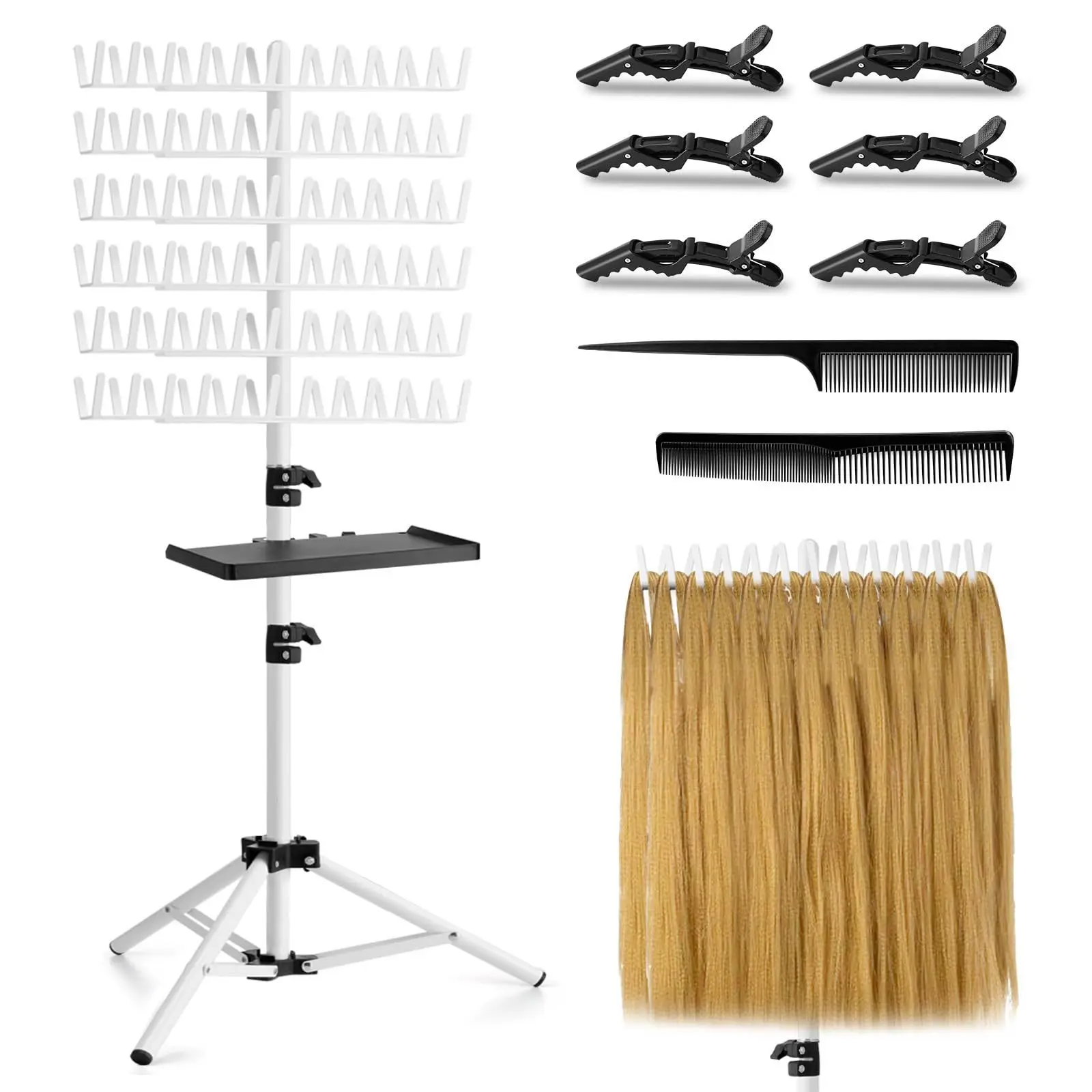 Foldable Wig Storage Display Stand Metal Braided Hair Stand Vertical Braided Hair Stand