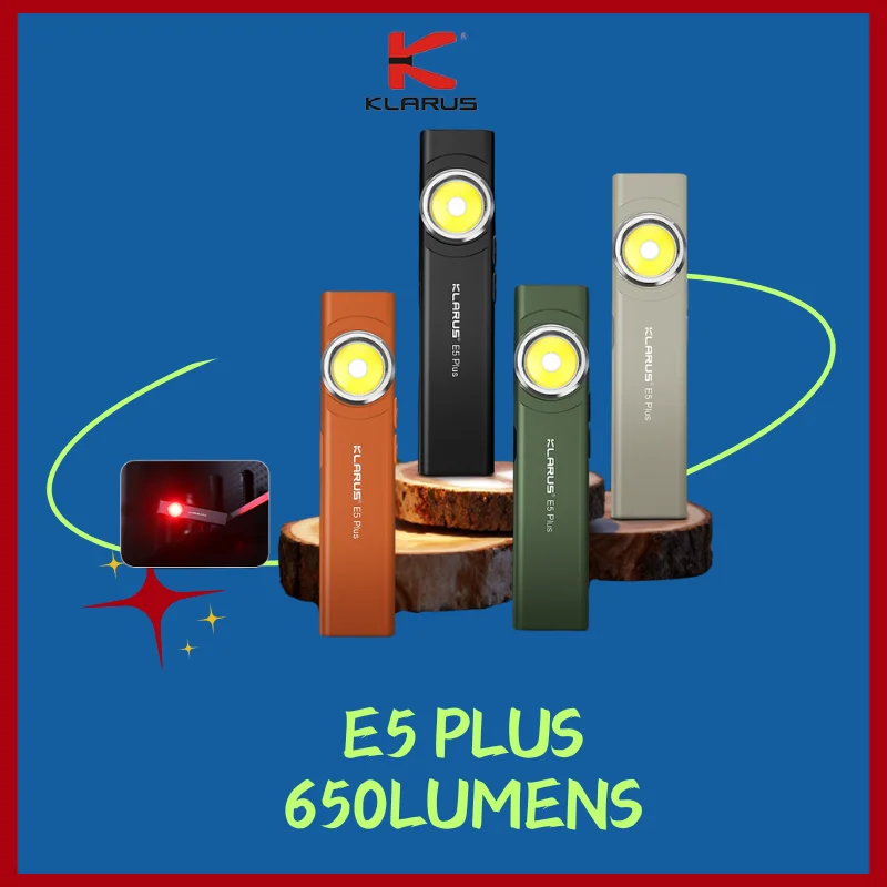 

Фонарь E5-PLUS Klarus TYPE-C, перезаряжаемый, ультратонкий, с тремя источниками света, магнитный, EDC, со встроенным аккумулятором 500 мАч