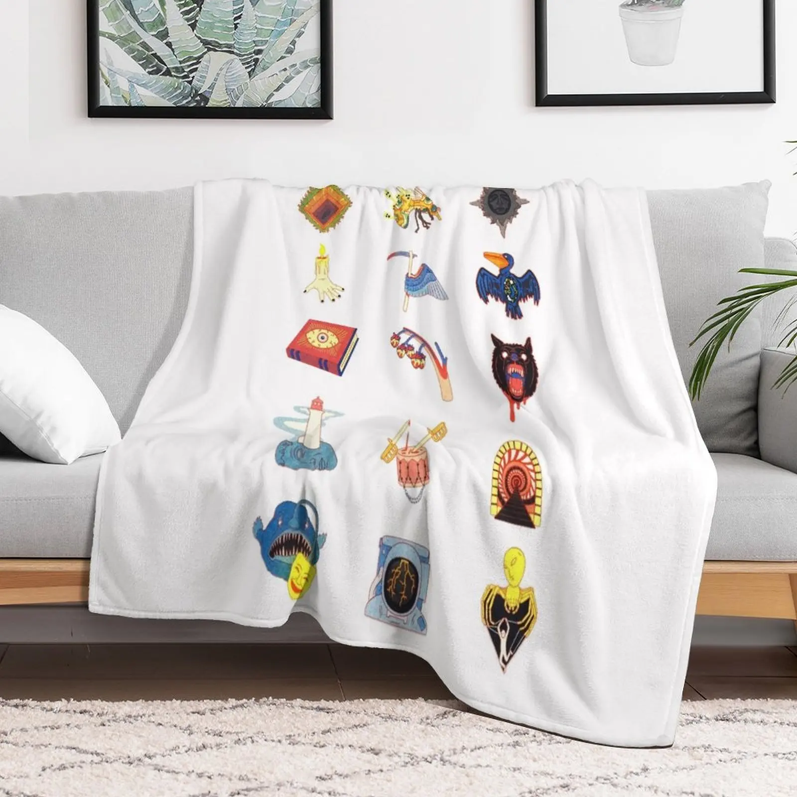 

15 Fears Risograph Icons Throw Blanket manga Blankets For Sofas Blankets for sofa Personalized Gift Blankets