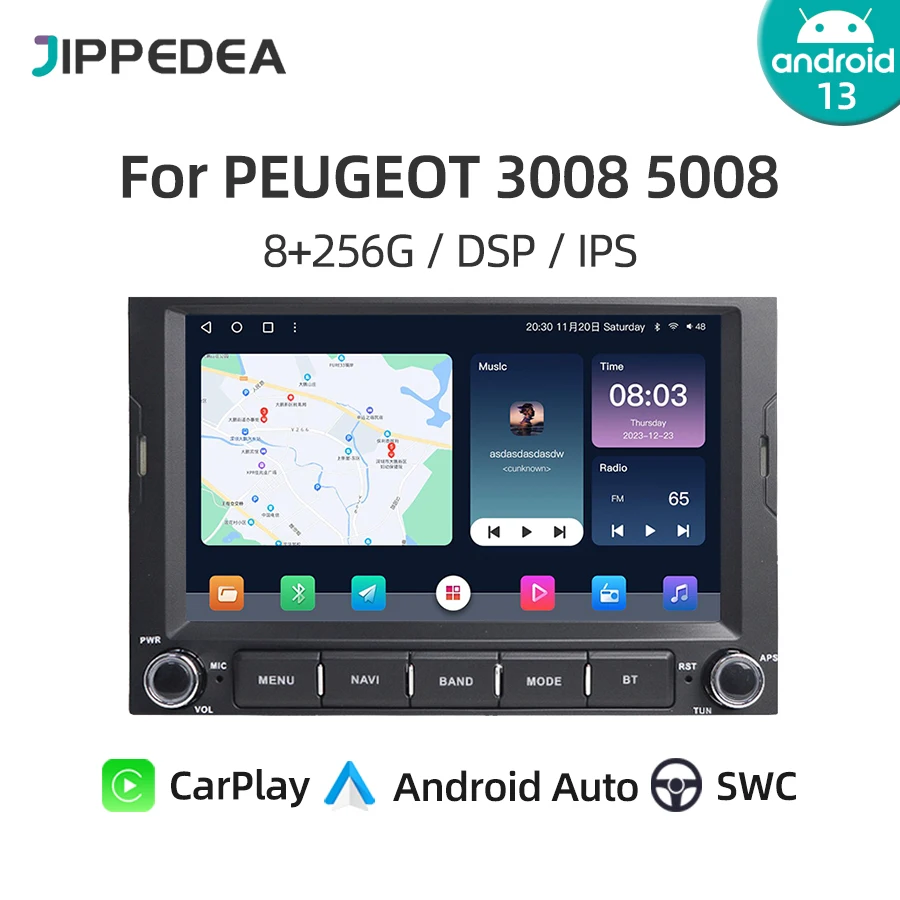 CarPaly Android 13 Car Multimedia Player GPS Navigation WiFi Car Radio For PEUGEOT 3008 5008 Partner CITROEN Berlingo 2010-2016