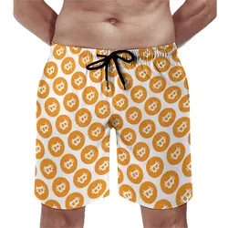 Cool Bitcoin Board Shorts Men's Cryptocurrency Coin Board Short  Classic Daily Swim Trunks Plus Size