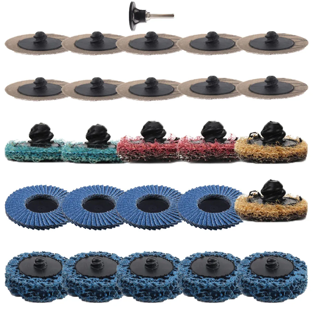

26pcs 2-Inch R-Type Sanding Discs Roll Lock Surface Polishing Sandpaper Quick Change Pad for Rotary Tools