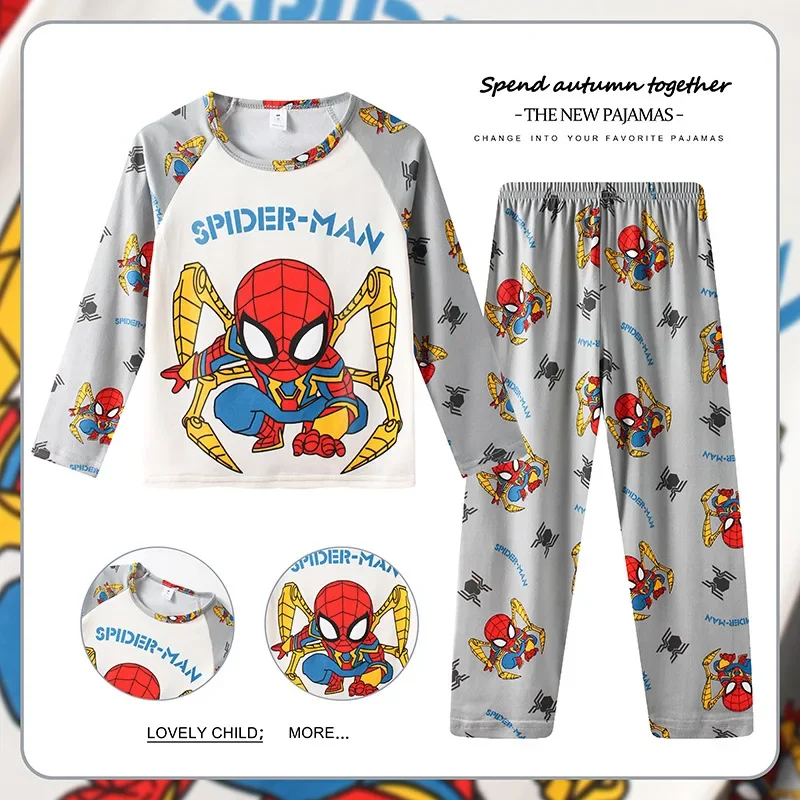 

Spiderman Spring Children's Pajamas Boys Girls Cute Cartoon Long-sleeved Trousers CuHK Children's Homewear Can Be Worn Outside