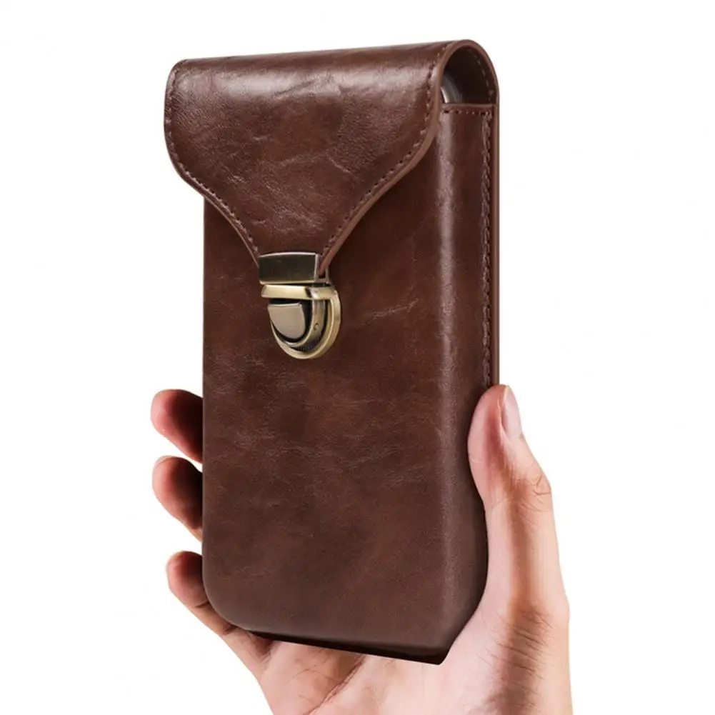 Etui na telefon ze sztucznej skóry Torba na telefon komórkowy z mosiężnym zamkiem sprężynowym Męska torba na pasek ze sztucznej skóry na zatrzask telefonu komórkowego