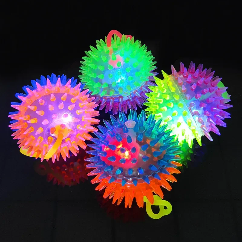 2pcs Kids Glowing Ball Toy LED Light Up Flashing Soft Prickly Massage Ball Elasticity Fun Toys Children Squeeze Anti Stress Toys