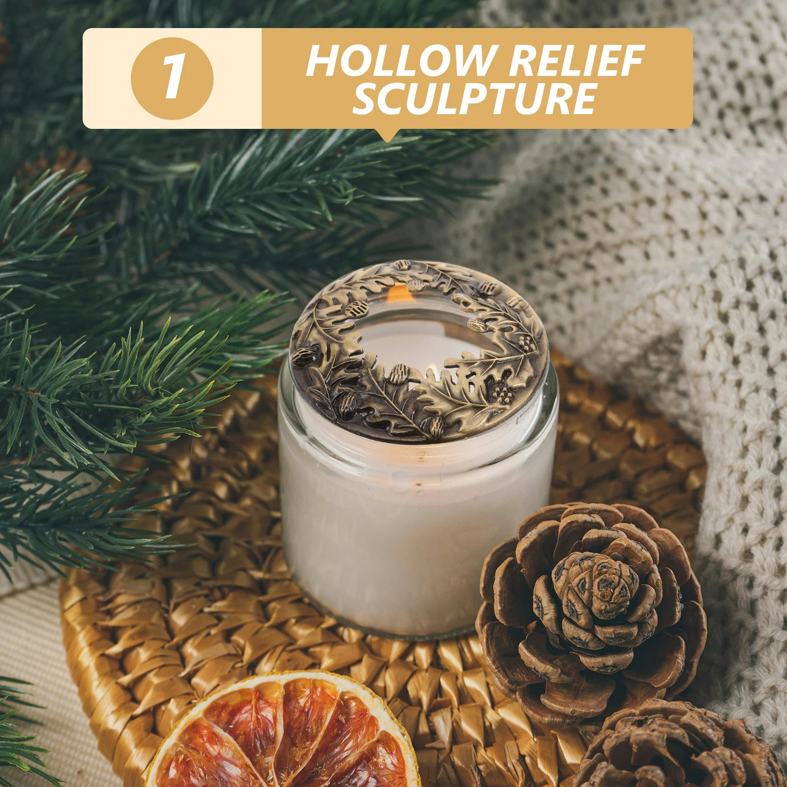 

Pinecone Jar Topper 7.8Cm Zinc Alloy Lid Sleeves Decorative Covers Jar Shades For Holiday Home Heat