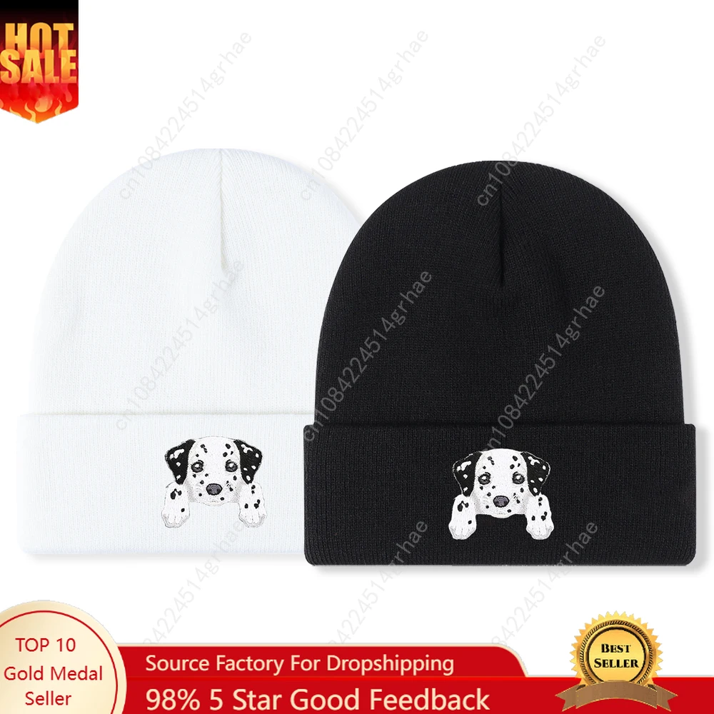 

1pc' Dalmatian' Embroidered Beanie Soft Stretchy Lightweight Winter Hat for Men & Women, Outdoor Hip Hop Fashion