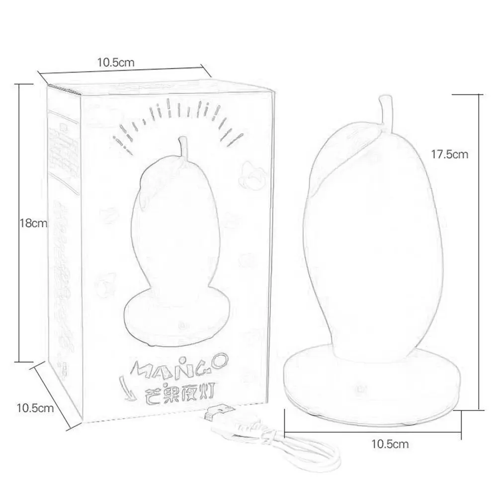 Fruit Mango Night Lamp Creative LED Silicone Eye Protection Strawberry Night Light Bedside Decor Atmosphere Lamp with USB Cable