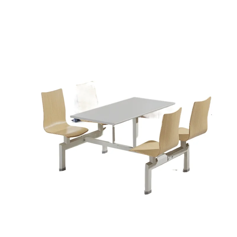 

Цельный обеденный стол и стулья из нержавеющей стали для школьного персонала, столовая