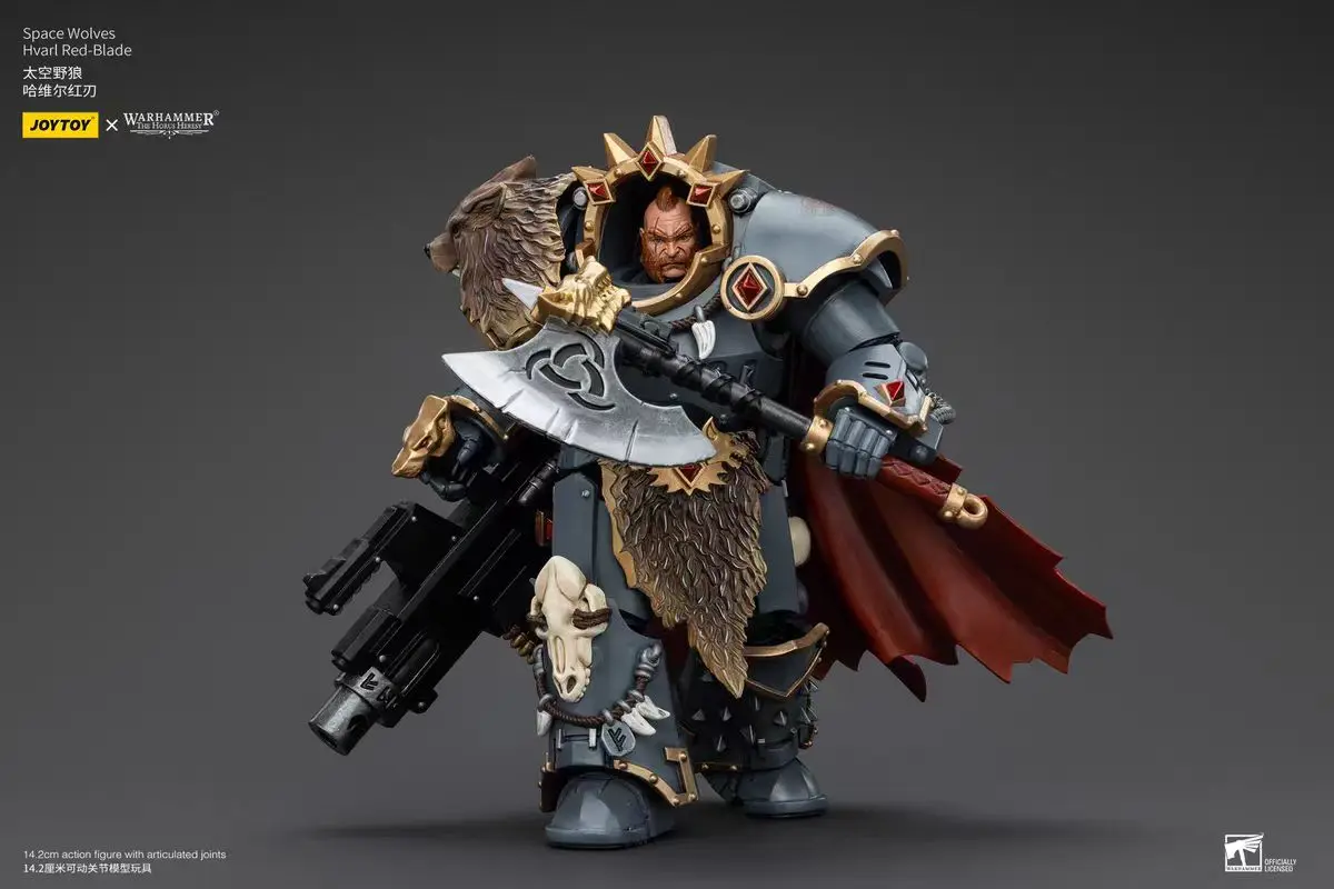 【متوفر 】JOYTOY WARHAMMER 40K Space Wolves Hvarl Red-Blade Legion Praetor 2 قطعة 1/18 ألعاب شخصيات الحركة #2