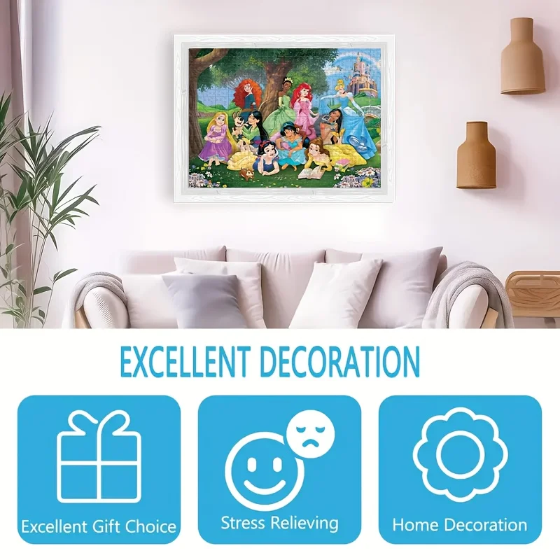 1000 Stück Disney Princesses Mosaik-Puzzle mit Belle, Jasmin, für Ariel, Aschenputtel, Schneewittchen und mehr – herausforderndes Lar