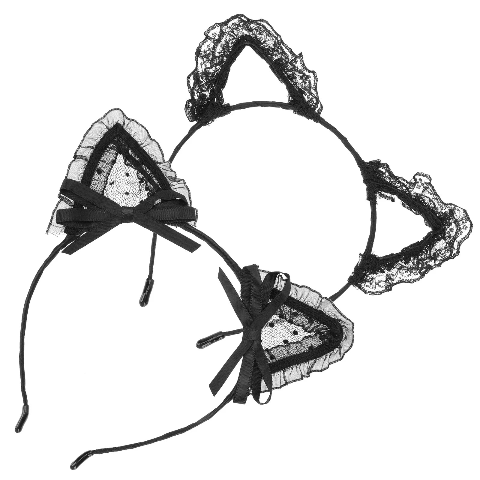 

2Pcs Adorable Cat Ears Headbands Lace Hair Hoops Eye-Catching Cosplay Performance Party Cat Ear Hair Decor Adorable Hairband