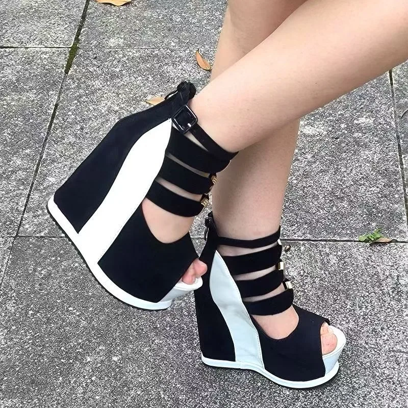 

Hate Tian Gao Women Wedge Sandals 2026 Peep Toe Buckle Shoes Woman Platform Wedges Fashion Summer Super High Heel Shoes