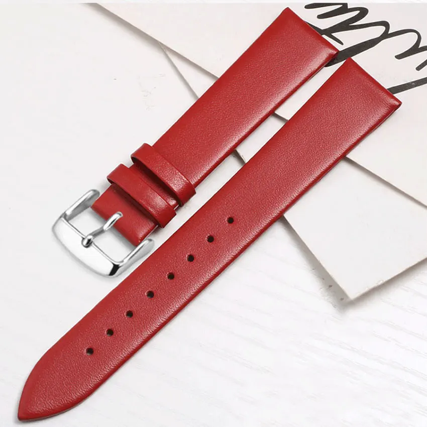 Kalbsleder-Uhrenarmband, 12 mm, 14 mm, 16 mm, 18 mm, 20 mm, 22 mm, Leder-Uhrenarmband mit silberner Dornschließe – Detail 13
