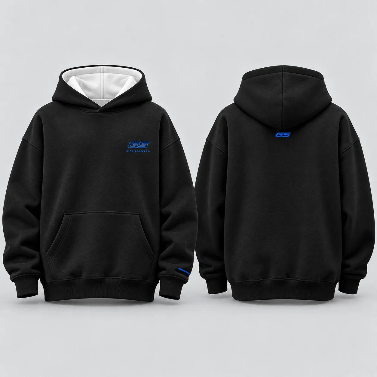 Men GS Ride Forward Hoodie Black Pullover Hooded Sweatshirt Motorcycle Rider Casual Streetwear Moto Enthusiast Daily Top Gift