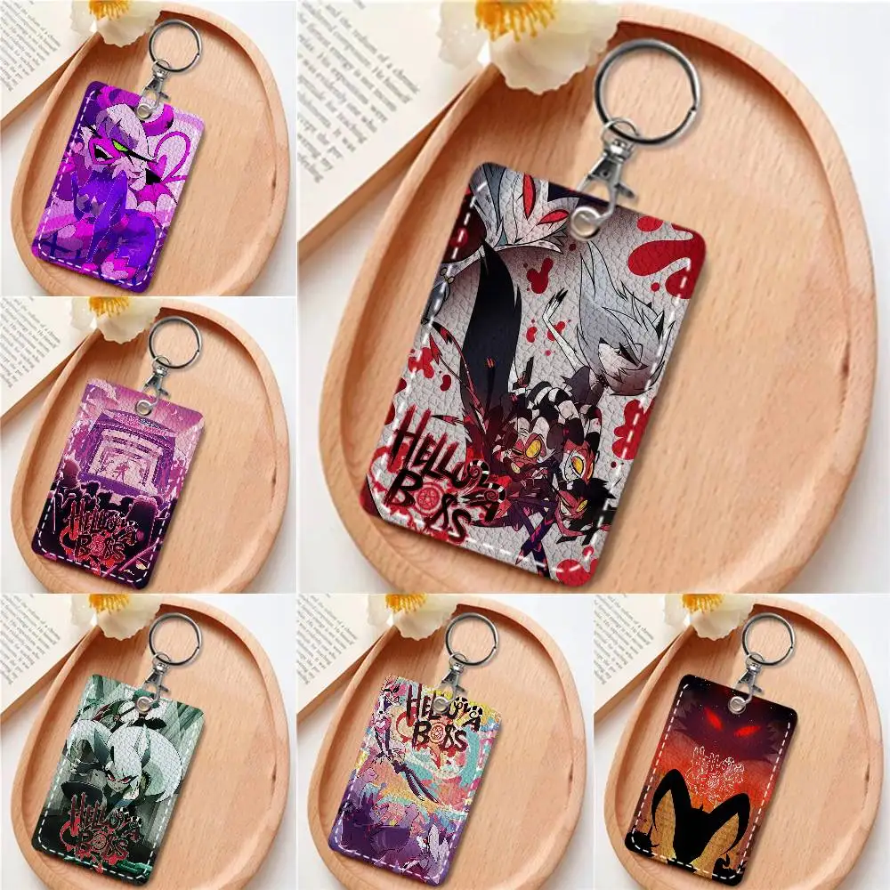 

Винтажный держатель для карт Helluva-boss, подходит для кредитных карт, проездных билетов, мягкий кожаный прямоугольный брелок для ключей, защитный чехол