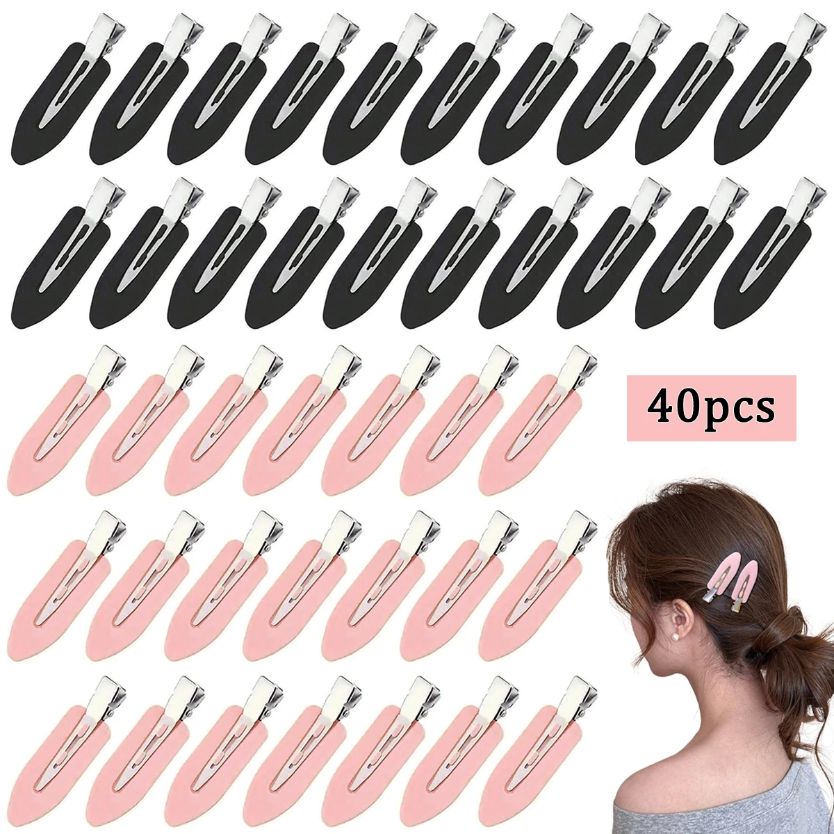 40pcs Simple Bangs Hair Clips for Women, Fashion Solid Color Hair Clips, Forehead Bang Clips, Side Braided Hair Clips, Fringe Ta