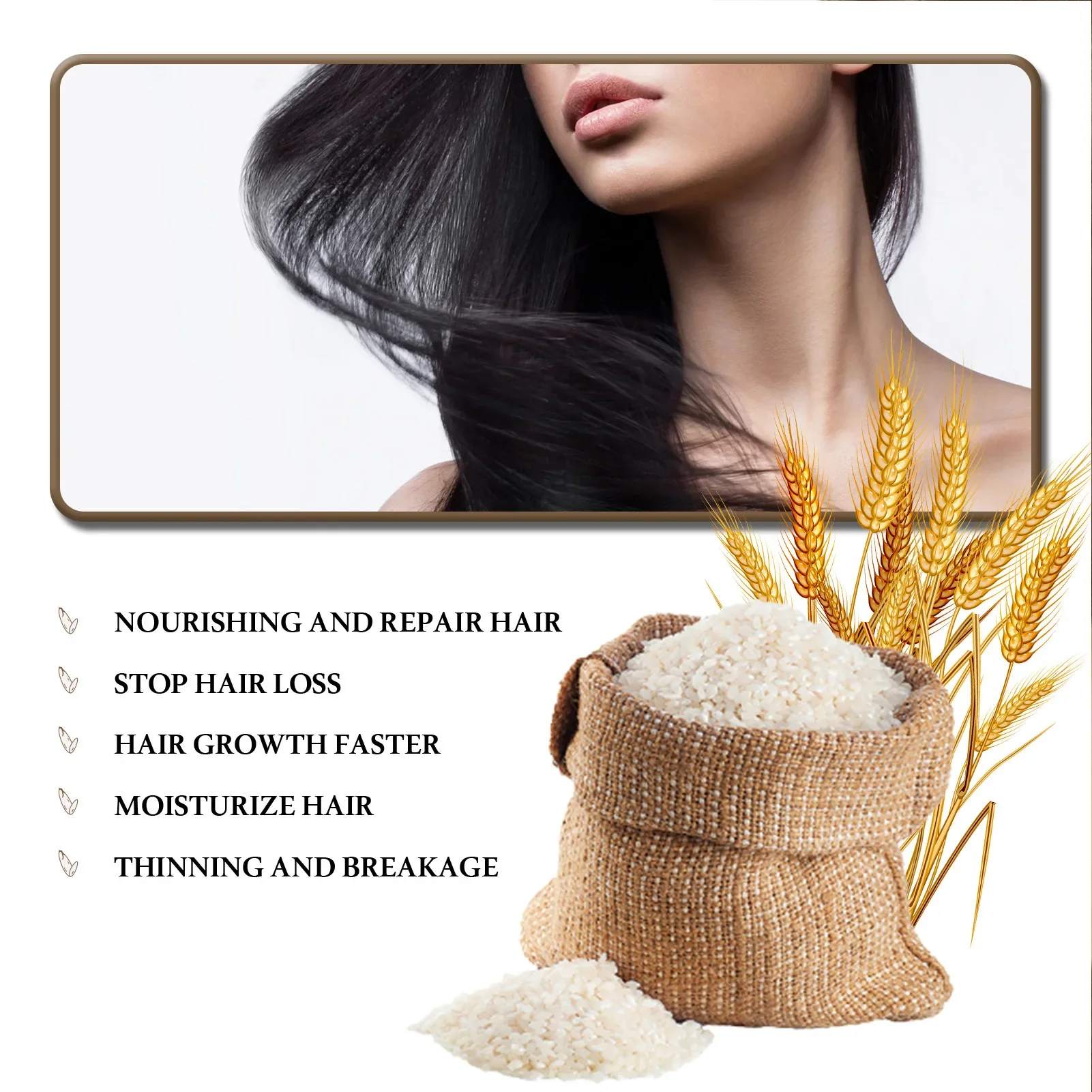 Rice Shampoo Fermented Rice Water Essence Works for All Hair Types Natural Ingredients & Handmade for Hair Growth Hair