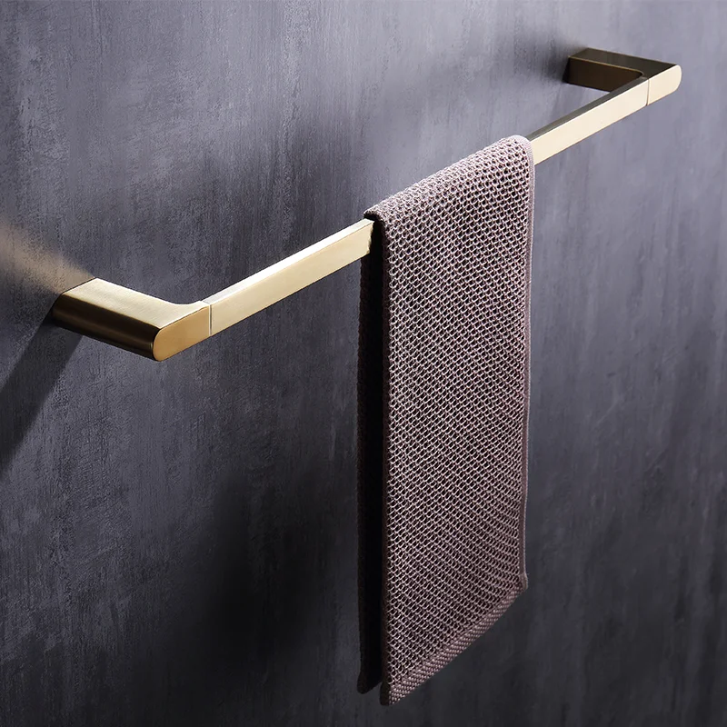 Brushed gold bathroom accessories set wall-mounted towel pole rack robe hook toilet paper rack hardware accessories