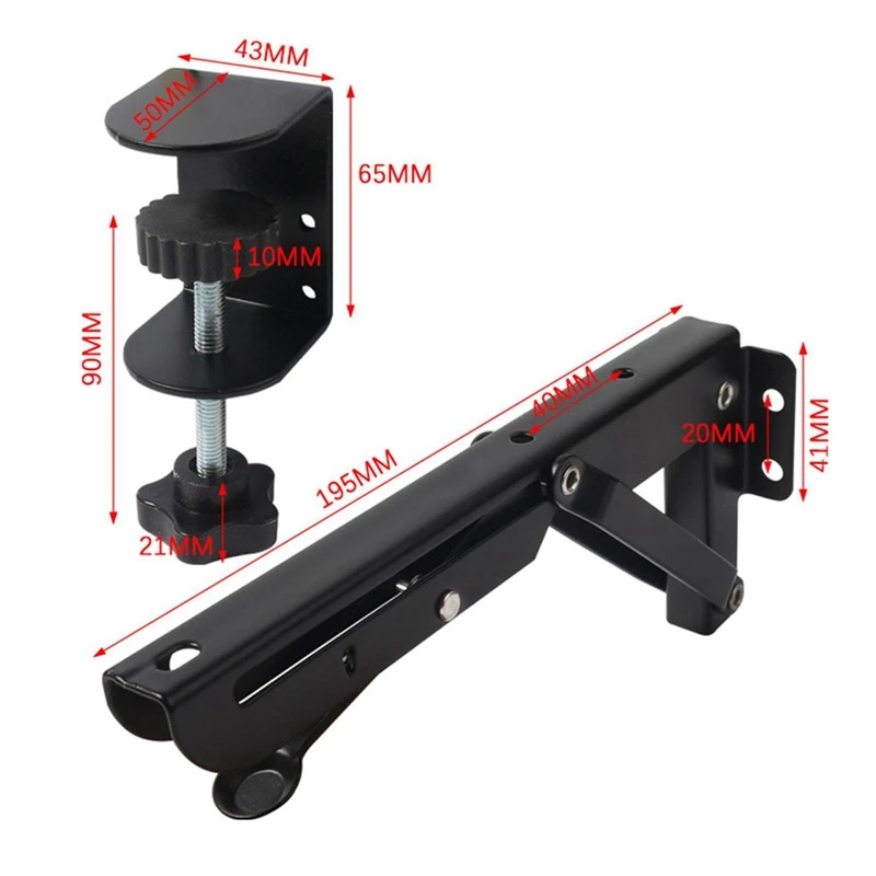 2Pcs Under Desk Keyboard Tray Foldable Brackets With Clamp Easy To Install Adjustable Desktop Extension Shelf