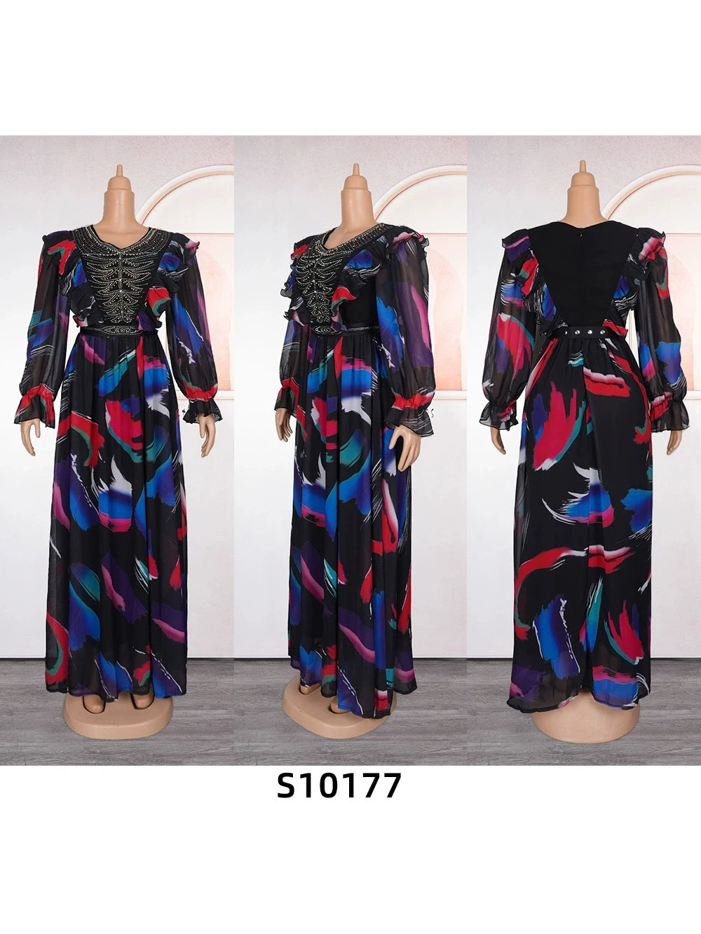 فساتين حفلات الزفاف الأفريقية مقاس كبير للنساء Dashiki ترتر كم طويل ثوب مسائي أنيق تركيا فستان ماكسي إسلامي