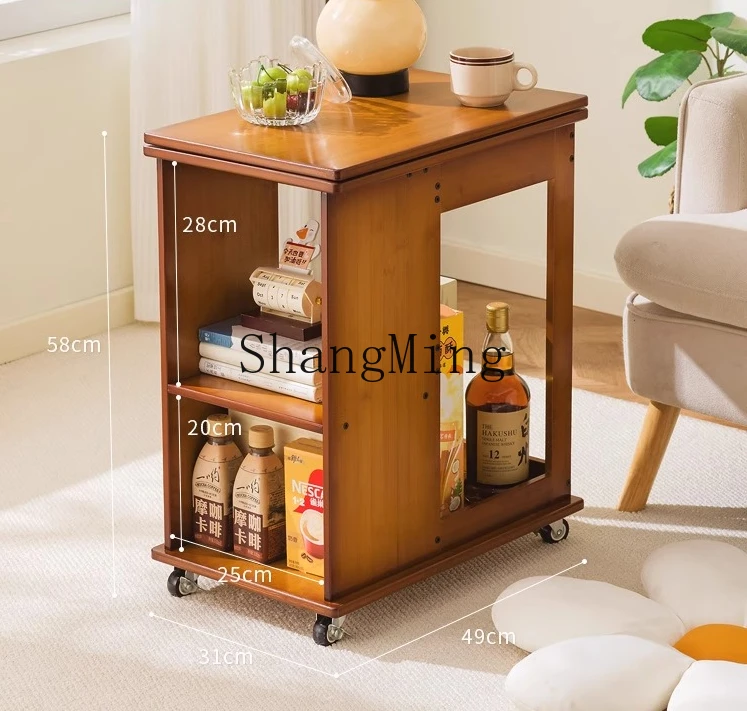 

CL side few medieval small table sofa side cabinet folding cart living room shelf solid wood