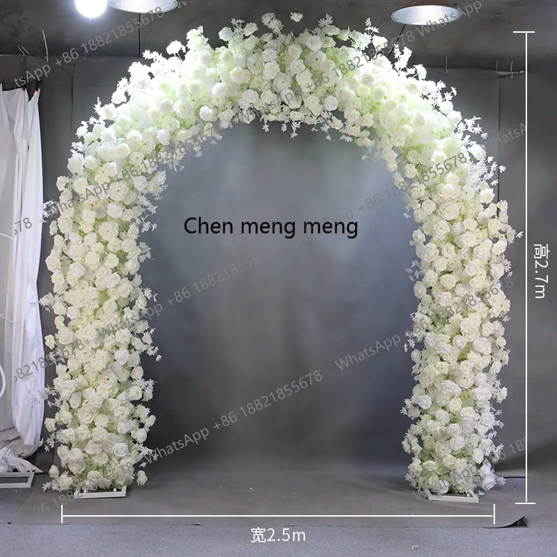 Wedding white wrought iron arch flower stand floral horn door, flower style wedding scene decoration