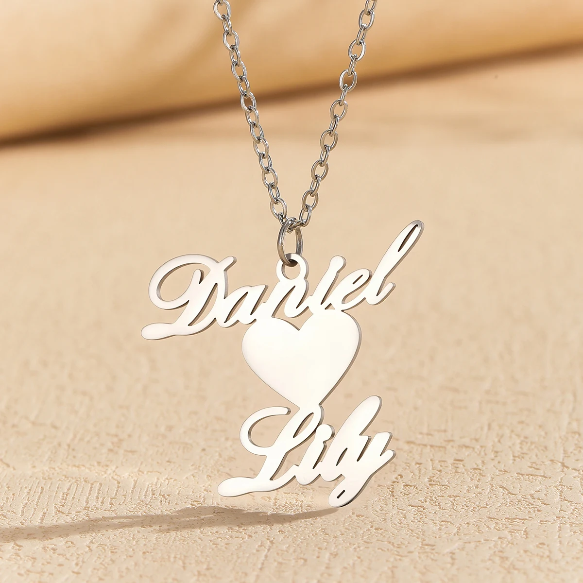 

Customized Couple Double Name Pendant Necklace for Women Stainless Steel Jewelry Personalized Love Letter Valentine's Day Gifts