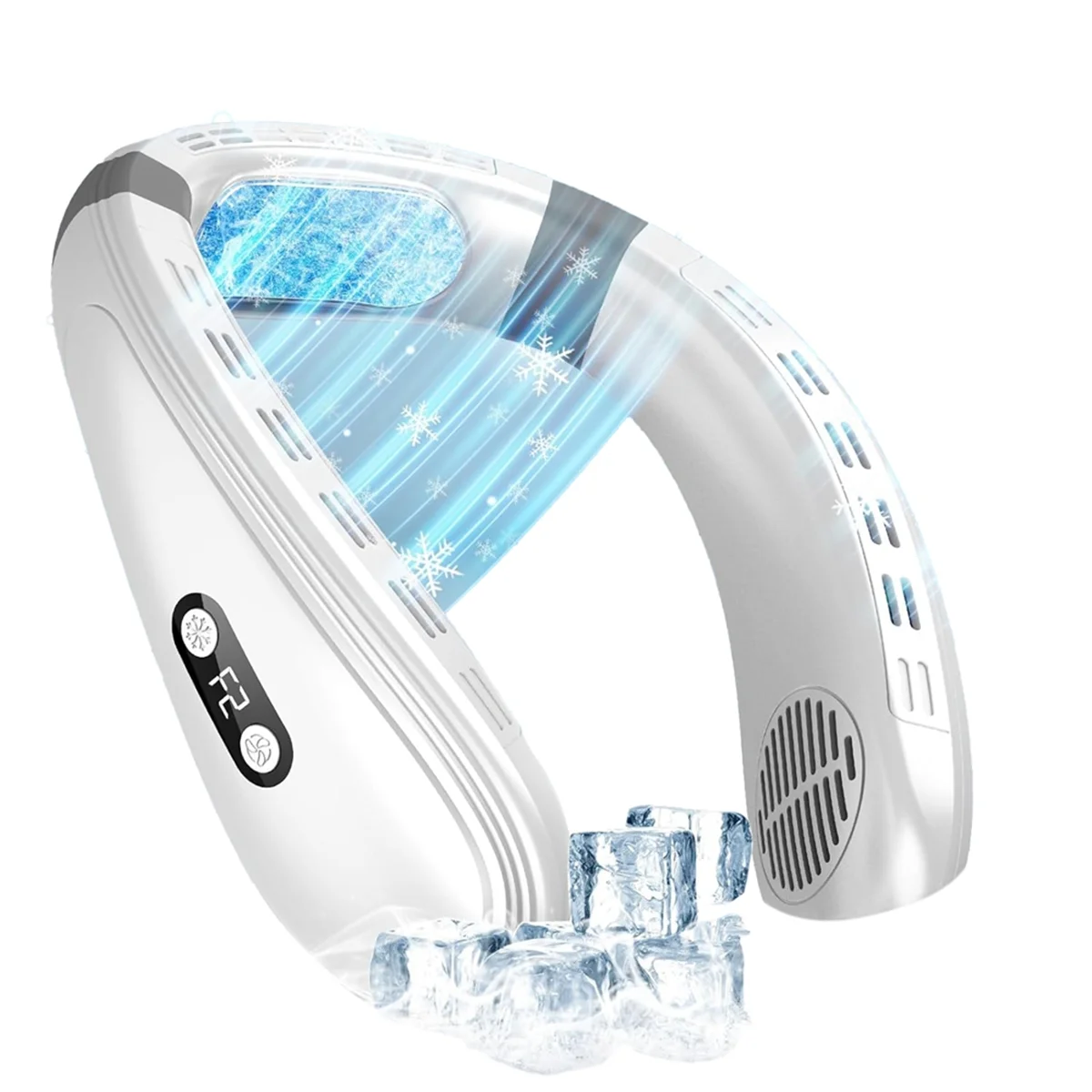 Ventilador de pescoço com placa de resfriamento, ar condicionado de pescoço, bateria recarregável, ventilador de pescoço de resfriamento para mulheres e homens