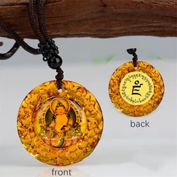 1pcs Buddha Light Coloured Glaze Round Amulet Buddha Avalokitesvara Pendant Bhaiajyaguru Necklace High Quality Ornament