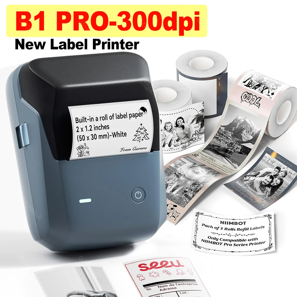

Портативный беспроводной принтер этикеток Niimbot B1 PRO с разрешением 300 dpi, устройство для создания самоклеящихся этикеток, для изготовления этикеток шириной 20-50 мм, для офиса и дома