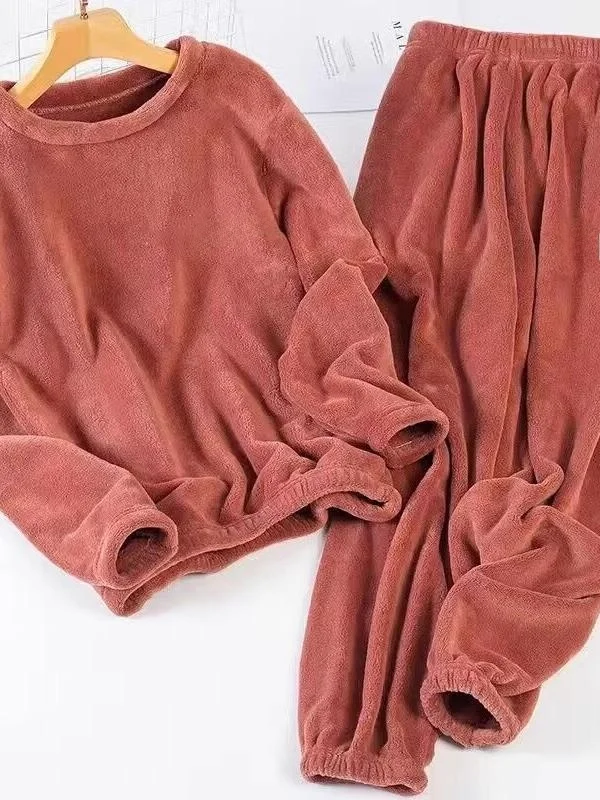 

Женский зимний комплект Coralline Fce Spwear: утепленные повседневные брюки с длинными рукавами и фланелевая домашняя одежда для осени и весны
