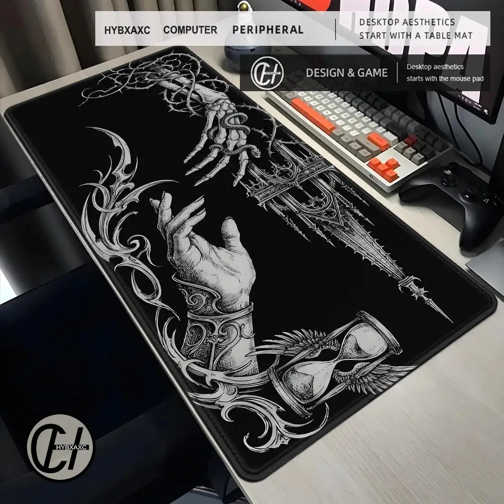 

Black and White Aesthetic Mouse Pad XXL Gaming Accessories Office Gamer Keyboard Mat Non-Slip Laptop Cute Cyber Goth Mousepad