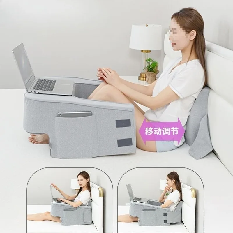 Office table on bed, bay window desk in household bedroom, laptop in  dormitory, computer desk on the bed, removable