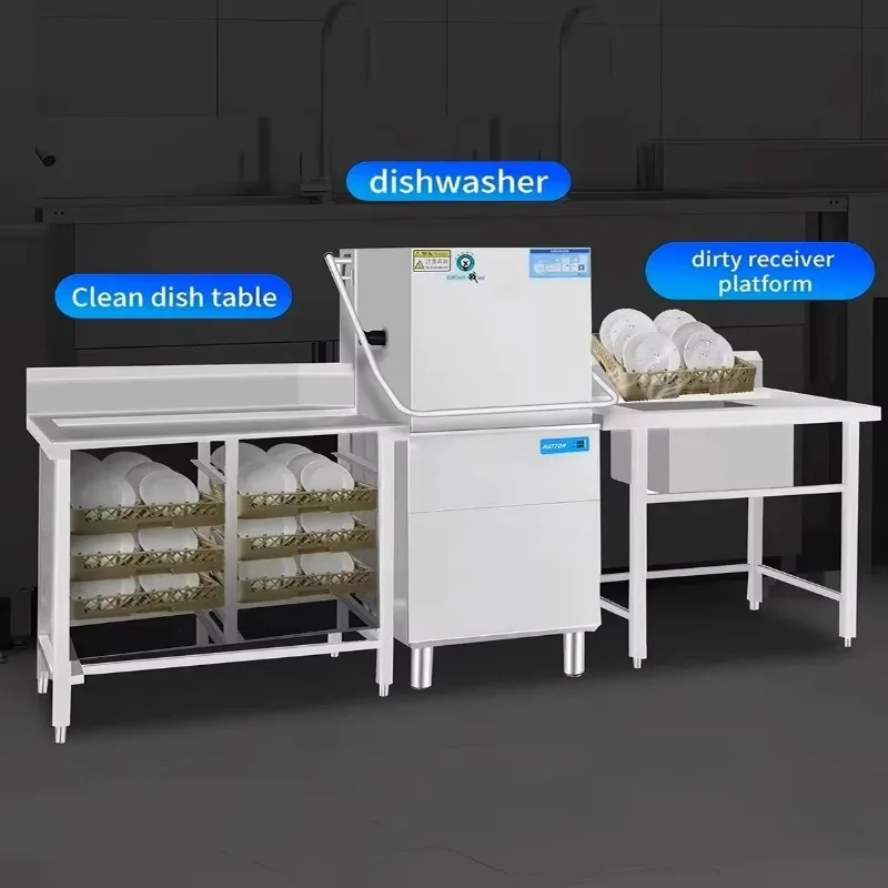 High-Efficiency Automatic Commercial Kitchen Dishwasher Machine Restaurant Hood Type Dish Washers for Hotels and Restaurants