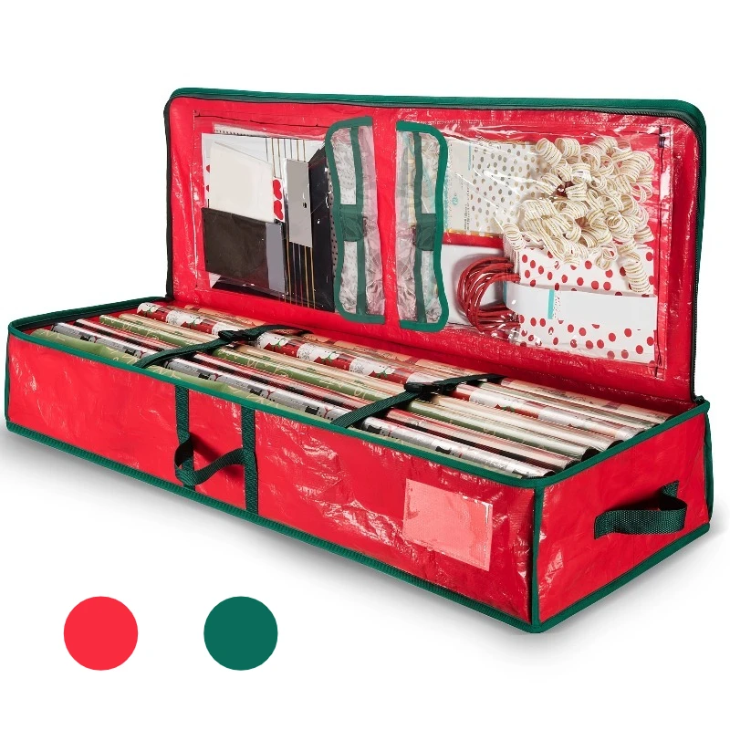 

Органайзер для подарочной упаковки под кроватью с отделениями на молнии и фиксированным плечевым ремнем — компактное хранилище для упаковочной бумаги, подарок