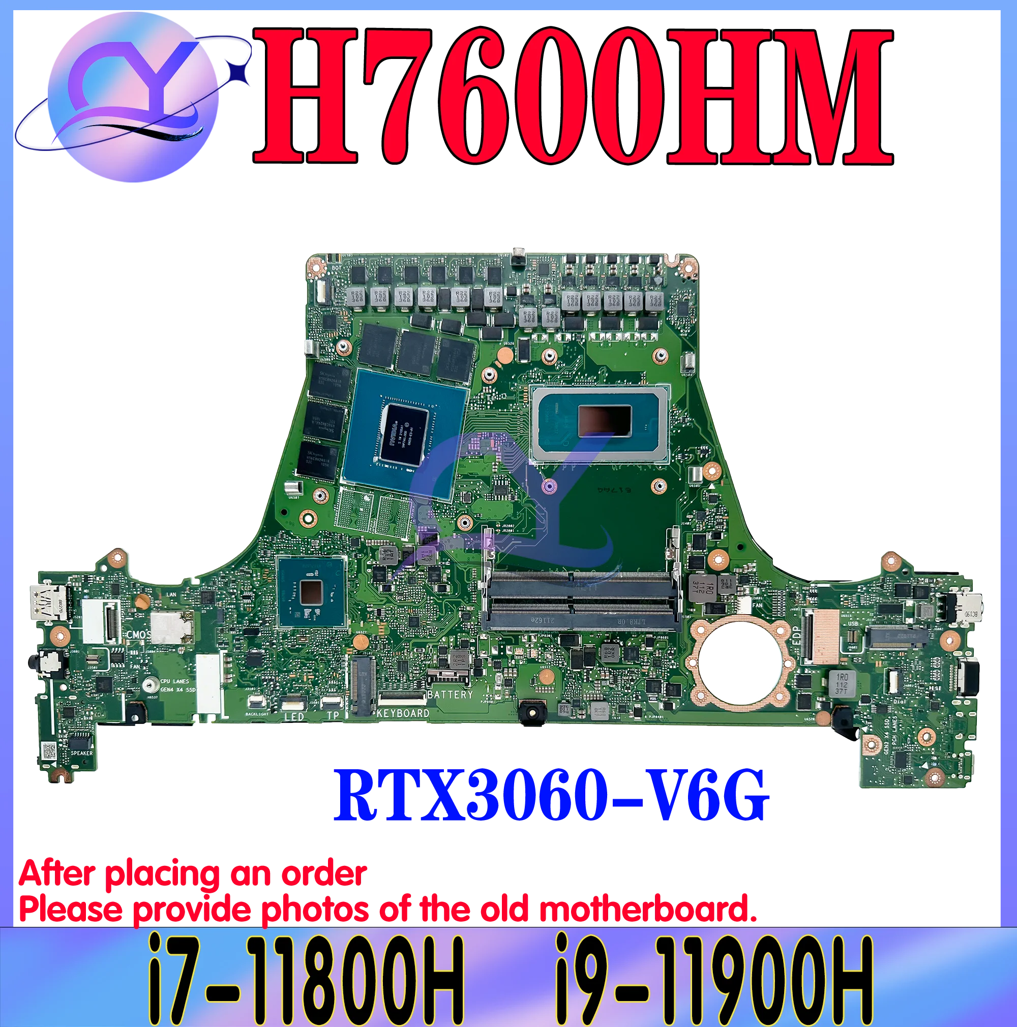 

W7600H3A Mainboard For ASUS H7600HM W7600H5A W7600H3 J7600H3A J7600H5A J7600HM Laptop Motherboard i7-11800H i9-11900H W-11955M