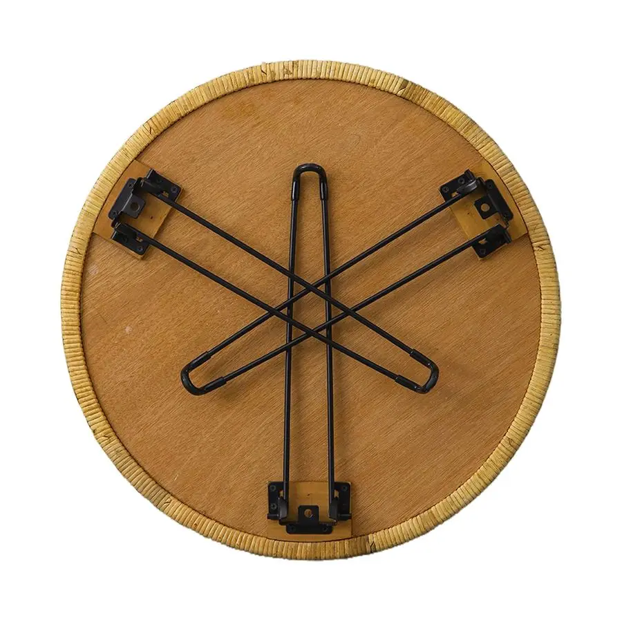 

Boho Living Room Round Coffee Table 24 X 18 Inch, Handmade Decorative Coastal Wicker Side Tables, Foldable Rattan End Tables Be