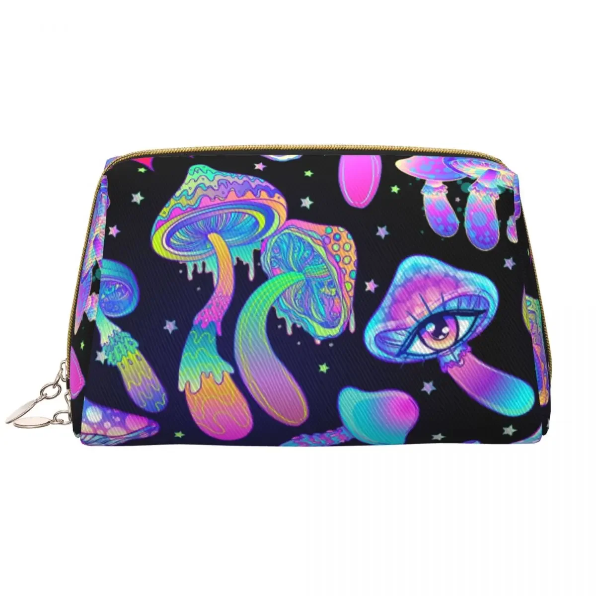 

Magic Mushroom Trippy Psychedelic Neon Pastel Goth Toiletry Bag Fashion Makeup Cosmetic Organizer Beauty Storage Dopp Kit Case