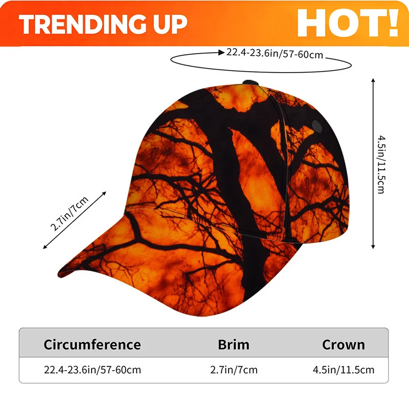 Customization 1pc Of A Classic Baseball Cap Featuring An Autumn Branches Silhouette Print - A Lightweight Adjustable Duckbill Ha