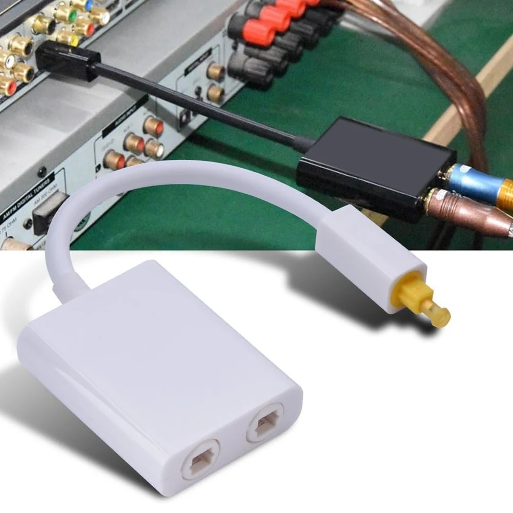 (DT37) Digital SPDIF Optical Audio Splitter 2 Way Toslink Splitter Adapter 1 in 2 Out SPDIF Fiber Optical Cable Splitter