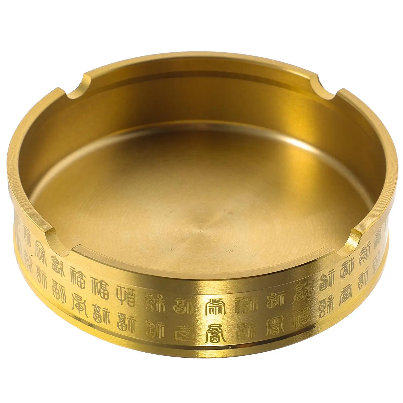 

1pc Brass Ashtray Retro Ornaments Household Metal Round Holder Desk Office Decor Simple Butt Container